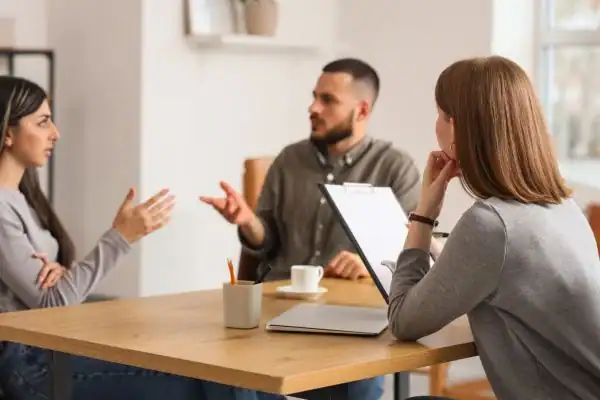 Image of couple access free mediation using family mediation voucher scheme Seaford